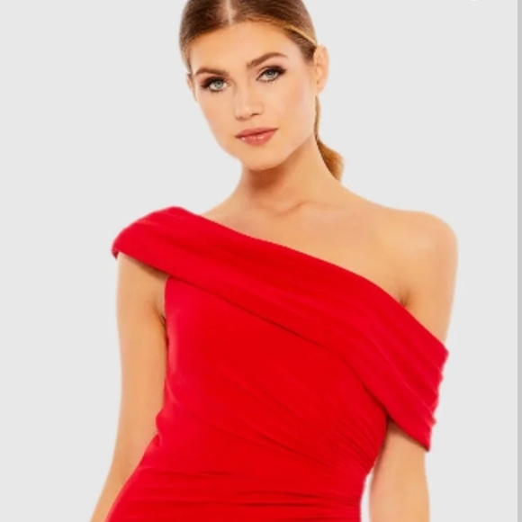 Mac Duggal 26484 Red Off Shoulder Dress - Picture 1 of 8
